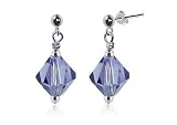 Violet 8 MM Swarovski Crystal Bicon Sterling Silver Post Earrings