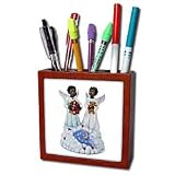 Angels - African-American angels - Tile Pen Holders-5 inch tile pen holder