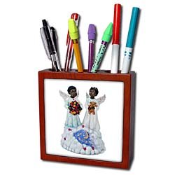 Angels - African-American angels - Tile Pen Holders-5 inch tile pen holder