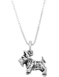 Sterling Silver Small Three Dimensional Scottish Terrier Dog Necklace