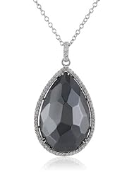 CZ by Kenneth Jay Lane "Trend" Pear Cubic Zirconia Mother-Of-Pearl Doublet Pendant Necklace, 16"