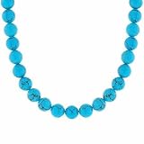 Sterling Silver 8mm Reconstituted Blue Turquoise Stone Bead Beaded Chain 16-19"" Necklace