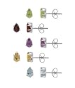Sterling Silver 6X4mm Pear Shaped Peridot, Garnet, Amethyst, Citrine, Blue Topaz Stud Earring Set