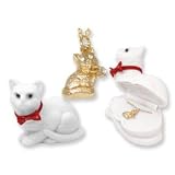18k Kitty Cat Necklace Pendant Crystal in Shaped Gift Box