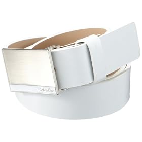 Calvin Klein Men's Leather Enamel Plaque Dress Belt