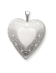 Genuine .925 Sterling Silver 20mm Floral Border Heart Locket. 100% Satisfaction Guaranteed.