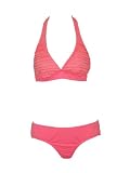 Hot Kiss Strawberry Pink Charro Halter Bikini W/ Ruffles and Bow (Small)