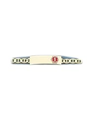 10K Yellow Gold Medical Alert ID Mariner Chain Bracelet - Length 8 Inch