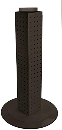 Black Interlocking Pegboard Display with Revolving Base 4W x 4D x 24H Inches