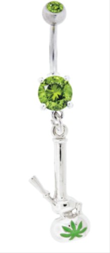DANGLING SILVER BONG BELLY RING