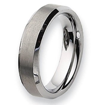 Beveled Edge Brushed & Polished Tungsten Carbide Ring (6.0 mm) - Sizes 6-13