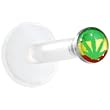 Clear Bioplast Color Rasta Ganga Leaf Logo Push In Labret