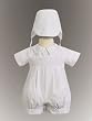 Boy's Smocked Cotton Christening Baptism Romper with Hat