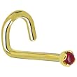 Solid 18KT Yellow Gold (July) 1.5mm Genuine Ruby Left Nostril Screw- 20 Gauge