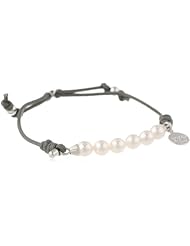 Majorica Adjustable Pearl and Grey Cord Bracelet, 8"