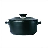 Emily Henry Ceramic Flame Round Stew Pot- 5.5 qt- Black