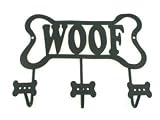 WOOF Dog pet leash metal WALL storage RACK hooks peg