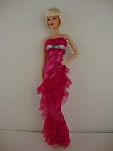 A Hot Pink Metallic Fitted Evening Gown Made to Fit the Barbie Doll
