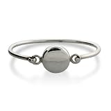 Eve's Addiction Sterling Silver Round Tag Bangle Bracelet