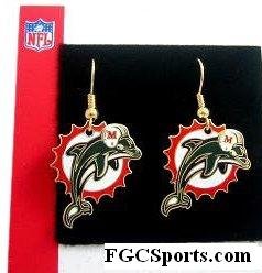 NFL Dangling Earrings - Miami Dolphins Logo