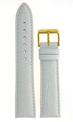 Watch Band White Genuine Leather Crocodile Grain 22 millimeter Tech Swiss
