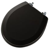 Mayfair 44CP Beveled Edge Molded Wood Round Toilet Seat, Black