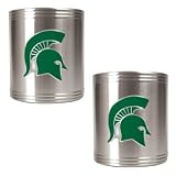 Michigan State Spartans 2pc Stainless Steel Can Holder Set NCAA College Athletics