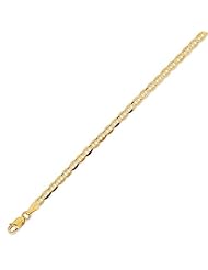 14k Italy Yellow Gold 3mm Mariner Concave Link Chain Bracelet 7" Inches
