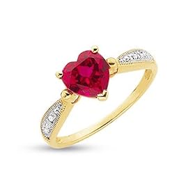 Created Ruby Heart Ring - Size 7 by