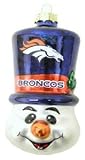 Denver Broncos NFL Top Hat Snowman Glass Ornament (Quantity of 1)