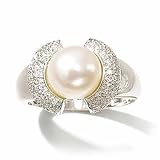 Size 8 14k White Gold White Pearl And Diamond Ring