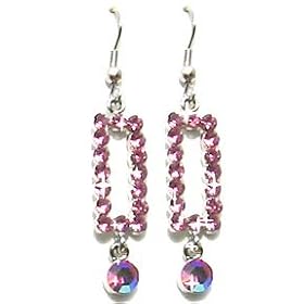 S-Squared Austrian Crystal Earrings - Pink