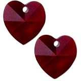 2 Garnet Swarovski Crystal Heart Pendant 6202 14mm New