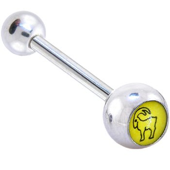 Zodiac Sign CAPRICORN SIGN Logo Barbell Tongue Ring