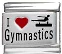 Clearly Charming I Heart Gymnastics Red Heart Laser Italian Charm