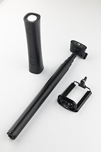 LAX Gadgets Self Portrait Extendable Handled Stick with Power Bank and Flash Light Designed for Apple, Android Smartphones - Retail Packaging - Black