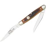 Queen Knives 66ACSB Muskrat Pocket Knife with Aged Honey Stag Bone Handles