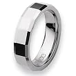 Beveled Edge Polished Faceted Tungsten Carbide Ring (6.0 mm) - Sizes 6-13