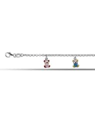 Baby Bracelet Colorful Dangling Teddy Bears In Sterling Silver (6 Inches)