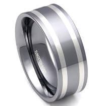 Tungsten Carbide Silver Inlay Wedding Band Ring Size 5-14