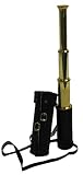 15" Handheld Brass Telescope with Leather Case - Nautical Collector