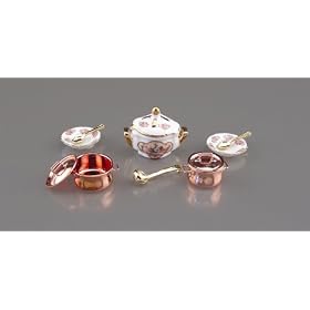2008 Reutter Porcelain Dollhouse Miniature Classic Rose Soup Set