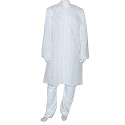 Mens Yoga Clothing Cotton Embroidered Kurta Pajama Size L (chgkp058)