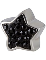 SilveRado(tm) BM011-0 Bling Star Bling Black Bead / Charm