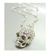 Crystal Skull - Silver Crystals Skull 3d Charm Necklace