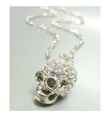 Crystal Skull - Silver Crystals Skull 3d Charm Necklace