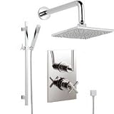 Twin Thermostatic Shower Valve with built-in diverter with slider rail kit and fixed head