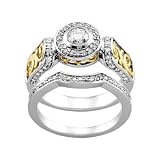 14K Two-Tone Gold Diamond Wedding Set - 0.91 Ct.