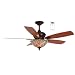Litex CQ52ABZ5CR Coquillage 52-Inch Five-Blade Ceiling Fan with Remote Control, Aged Bronze with Tiffany Glass Light