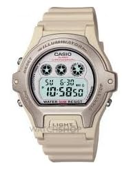 Casio Ladies Calendar Round Case Silver Dial and Off-White Band Watch LW202H-8A
